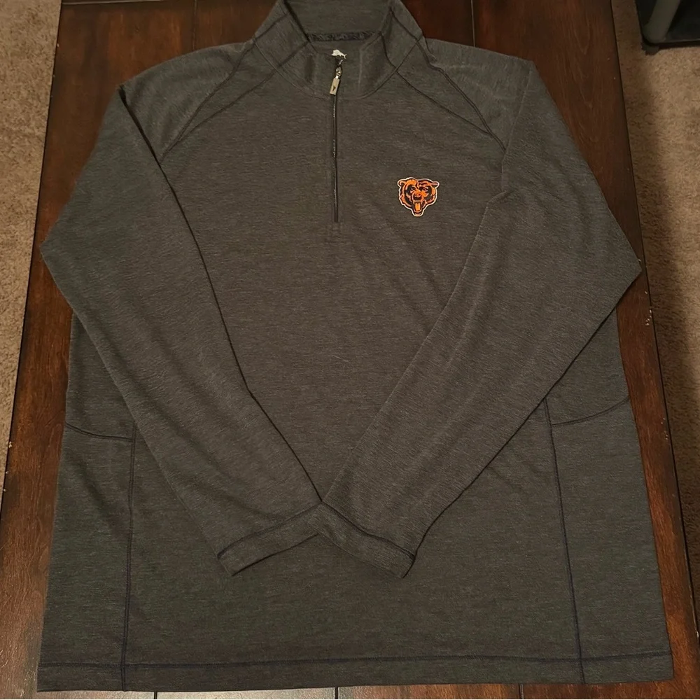 Tommy Bahamas Long Sleeve Quarter-Zip Pullover with Retro Chicago Bears Logo XL - Picture 2 of 7